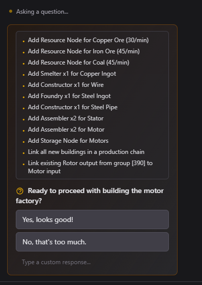 AI Planner showing a plan with specific changes listed